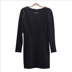 THEORY Black long sleeve round neck dress